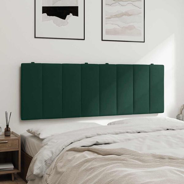 vidaXL Almofad&atilde;o de cabeceira Hanko 120 cm veludo verde-escuro