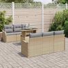 vidaXL Conjunto de Sof&aacute; de Jardim Manual 7 pcs Bege Rattan Sint&eacute;tico