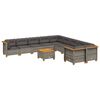 vidaXL 11 pcs conjunto sof&aacute;s de jardim c/ almofad&otilde;es vime PE cinzento