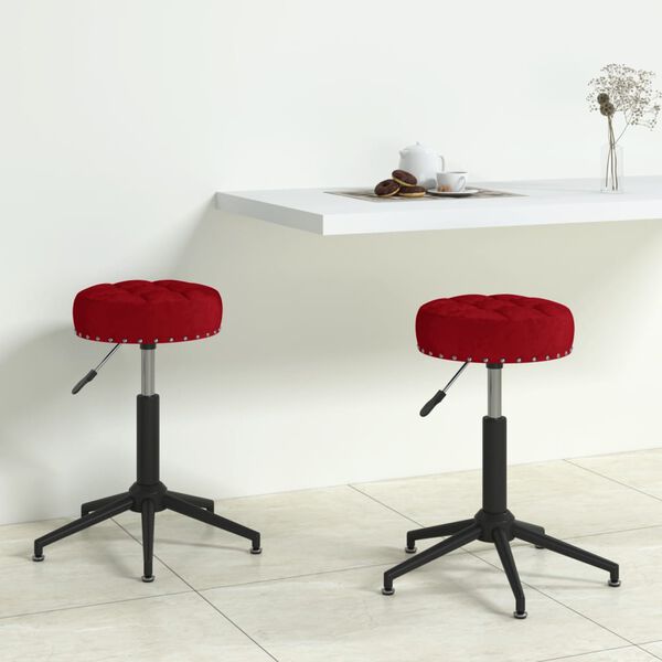 vidaXL Cadeiras de jantar girat&oacute;rias 2 pcs veludo vermelho tinto