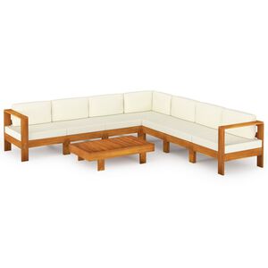 vidaXL Conjunto de lounge de jardim com 8 pe&ccedil;as e almofadas 100x60 cm madeira de ac&aacute;cia