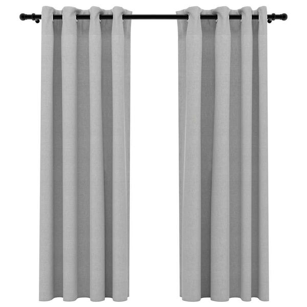 vidaXL Cortinas opacas aspeto linho c/ ilhós 2 pcs 140x175 cm cinzento