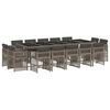 vidaXL 15 pcs conjunto jantar p/ jardim c/ almofad&otilde;es vime PE cinzento
