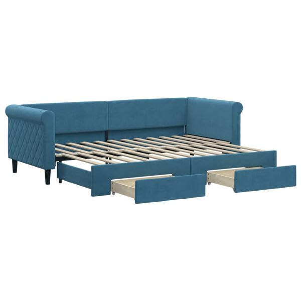 vidaXL Sof&aacute;-cama com gavet&atilde;o e gavetas 80x200 cm veludo azul