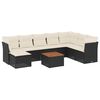 vidaXL 9 pcs conjunto de sof&aacute;s p/ jardim c/ almofad&otilde;es vime PE preto