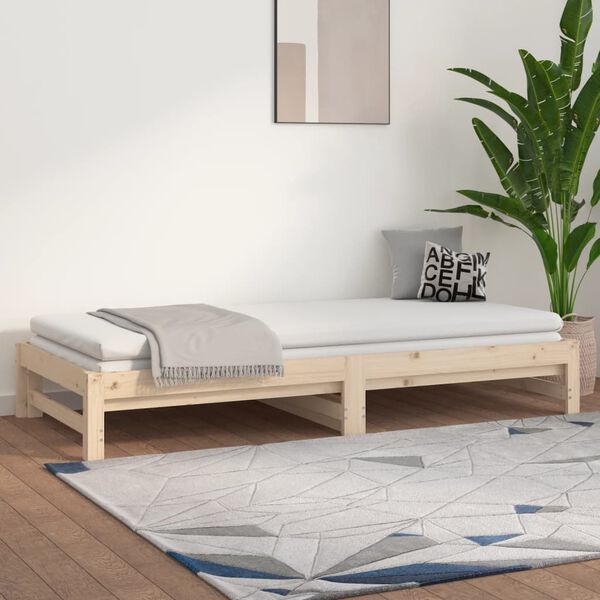 vidaXL Estrutura sof&aacute;-cama de puxar 2x(90x190) cm pinho maci&ccedil;o
