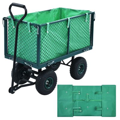 vidaXL Revestimento para carrinho de jardim tecido verde