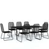 vidaXL 9 pcs conjunto de jantar para jardim preto