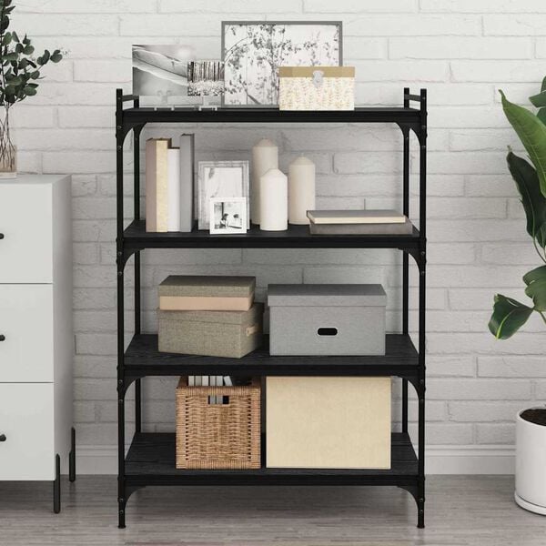 vidaXL Estante de Prateleira 4 pcs Preto 80 x 40 x 1,5 cm