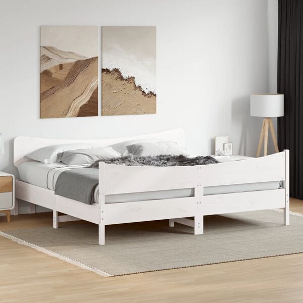 vidaXL Cama sem colch&atilde;o 180x200 cm madeira de pinho maci&ccedil;a branco