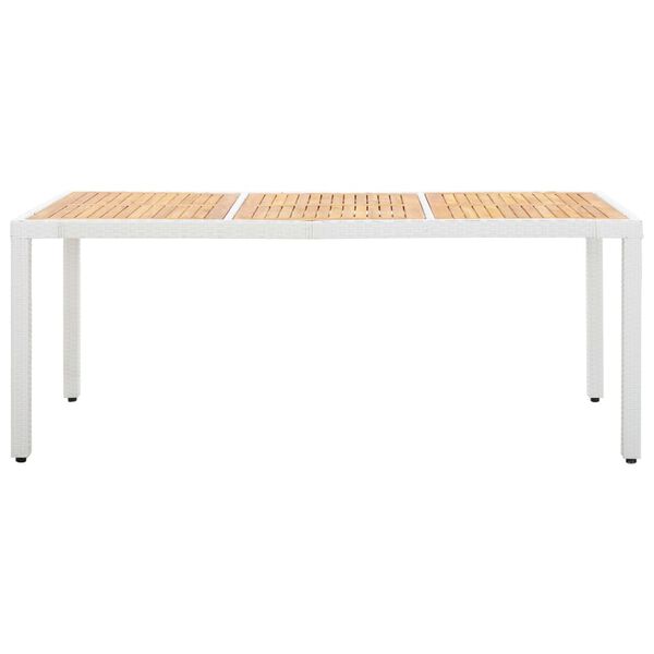 vidaXL Mesa de jardim 190x90x75 cm vime PE e madeira de ac&aacute;cia maci&ccedil;a