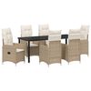 vidaXL Conjunto de Jantar para Jardim 7 unid. Bege vime PE