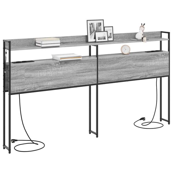 vidaXL Cabeceira de armazenamento com cabeceira Sonoma cinzento 180 cm
