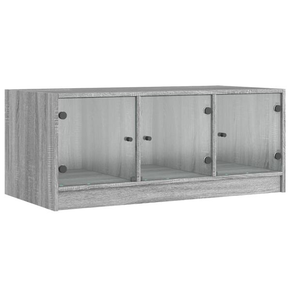 vidaXL Mesa de centro c/ portas de vidro 102x50x42 cm cinza sonoma