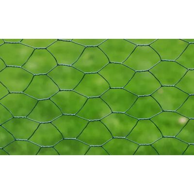 vidaXL Cerca de arame hexagonal 1x25 m aço galvanizado verde-escuro