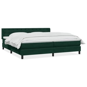 vidaXL Cama com molas/colch&atilde;o 180x220 cm veludo verde-escuro