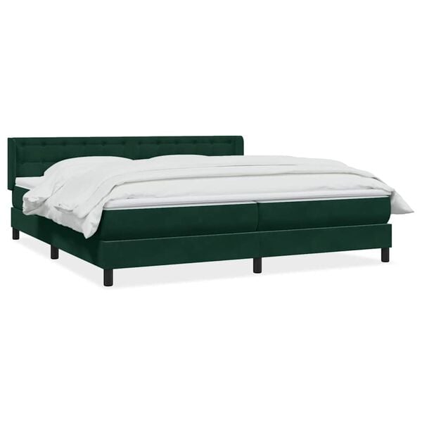 vidaXL Cama com molas/colch&atilde;o 180x220 cm veludo verde-escuro