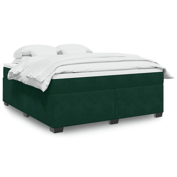vidaXL Cama com molas/colch&atilde;o 180x200 cm veludo verde-escuro