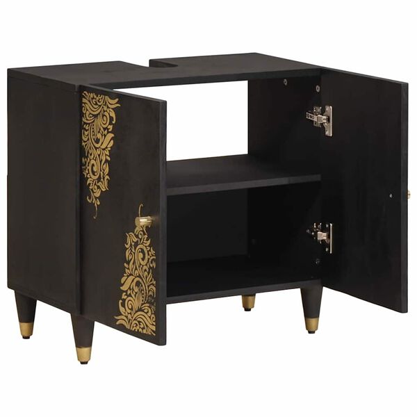 vidaXL Arm&aacute;rio de lava-lou&ccedil;a com armazenamento Preto 62 x 33 x 58 cm