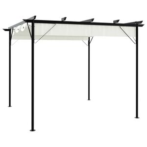 vidaXL P&eacute;rgola com toldo retr&aacute;til 3x3 m a&ccedil;o branco nata