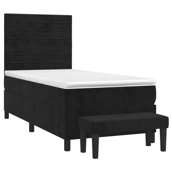 vidaXL Cama com molas/colch&atilde;o 90x190 cm veludo preto