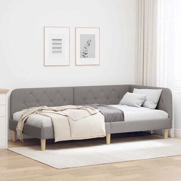 vidaXL Estrutura de Cama de Canto Cinzento-acastanhado 90 x 200 cm