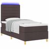 vidaXL Cama Box Spring LED Marrom Escuro 90 x 190 cm tecido