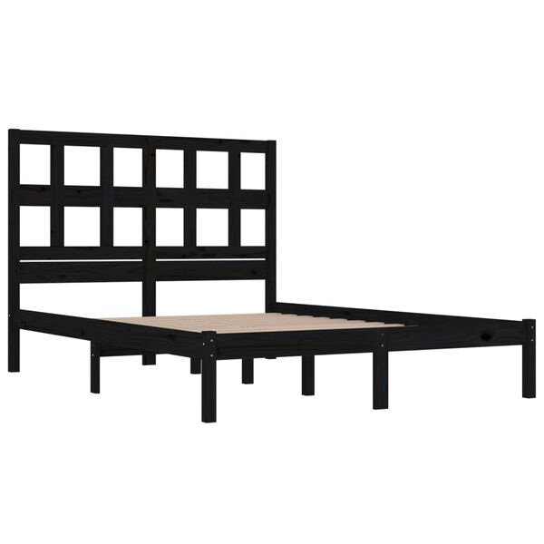 vidaXL Estrutura de cama 140x190 cm madeira de pinho maci&ccedil;a preto