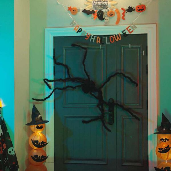 vidaXL Decora&ccedil;&atilde;o de Aranha de Halloween 3 pcs Preto 200 cm