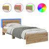 vidaXL Estrutura da Cama com fitas LED Carvalho Artesanal 100 x 200 cm