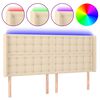 vidaXL Cabeceira cama c/ luzes LED tecido 163x16x118/128 cm cor creme