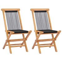 vidaXL Cadeiras de jardim dobráveis 2 pcs madeira teca maciça e corda