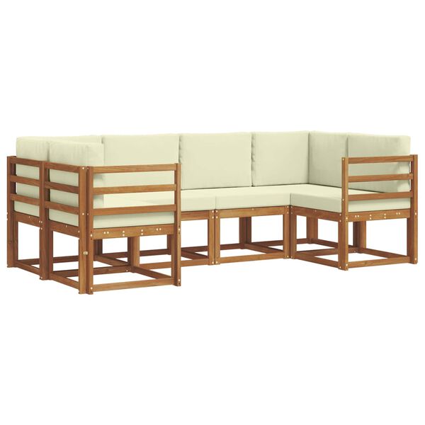 vidaXL Conjunto de Sof&aacute;s para Exterior 6 pcs Natural e Creme