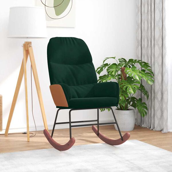 vidaXL Cadeira de baloi&ccedil;o veludo verde-escuro