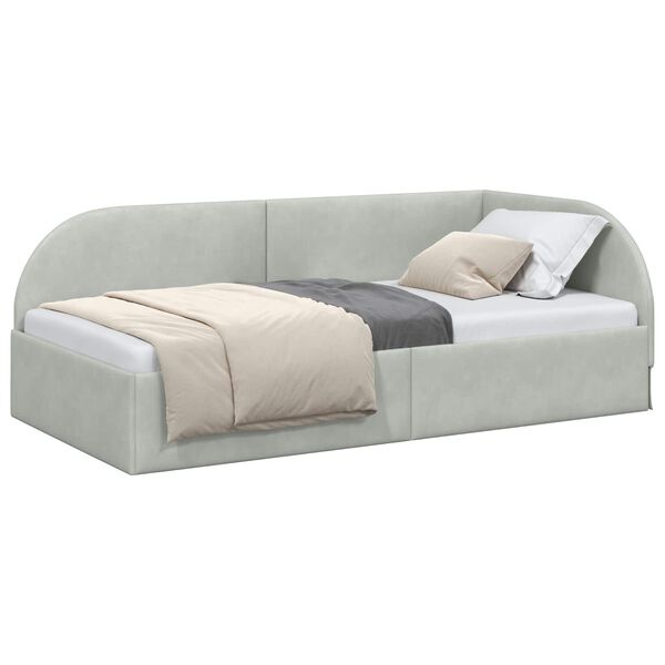 vidaXL Estrutura de Cama de Canto Cinzento-claro 90 cm x 190 cm Veludo