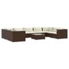 vidaXL 10 pcs conjunto lounge jardim c/ almofad&otilde;es vime PE castanho