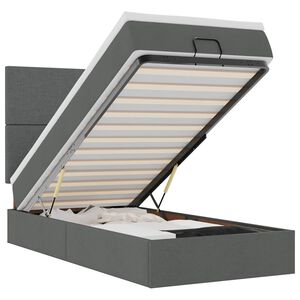 vidaXL Estrutura cama otomana colch&atilde;o 100x200cm tecido cinzento escuro