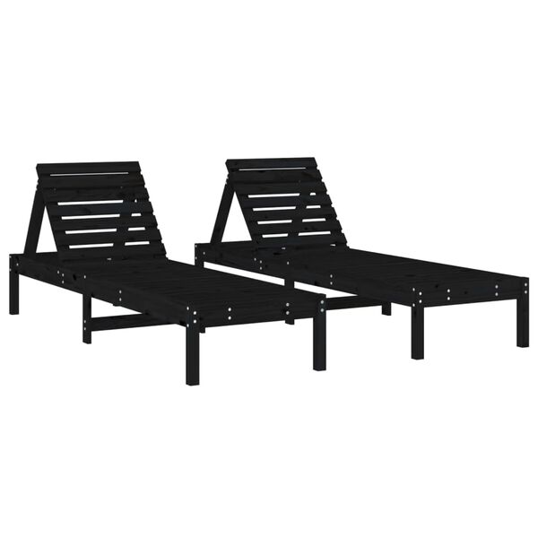 vidaXL Espregui&ccedil;adeiras 2 pcs com mesa preto madeira de pinho maci&ccedil;a