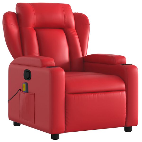 vidaXL Poltrona de massagens reclin&aacute;vel couro artificial vermelho