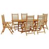vidaXL 7 pcs conj. jantar p/ jardim polipropileno/madeira maci&ccedil;a bege