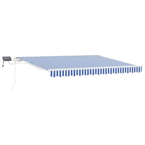 vidaXL Toldo Retr&aacute;til Azul e Branco 350 x 250 cm Poli&eacute;ster e Alum&iacute;nio