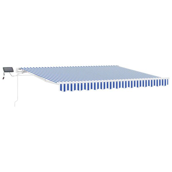 vidaXL Toldo Retr&aacute;til Azul e Branco 350 x 250 cm Poli&eacute;ster e Alum&iacute;nio