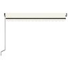 vidaXL Toldo retr&aacute;til manual com LED 450x300 cm cor creme