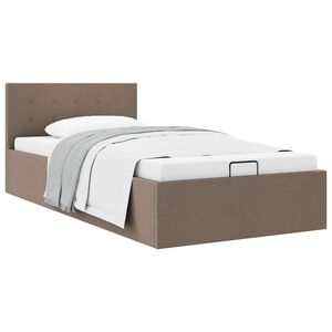 vidaXL Cama hidr&aacute;ulica c/ arruma&ccedil;&atilde;o 90x200cm tecido cinza-acastanhado