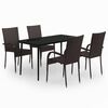 vidaXL 5 pcs conjunto de jantar para jardim castanho e preto