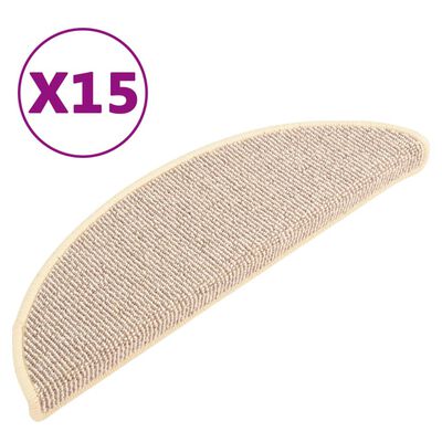 vidaXL Tapete/carpete para degraus 15 pcs 56x17x3 cm branco e castanho