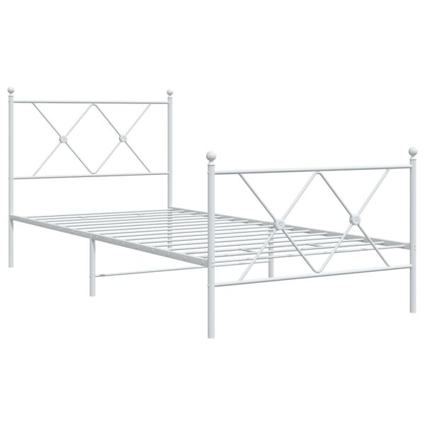 vidaXL Estrutura de cama com cabeceira e p&eacute;s 90x190 cm metal branco
