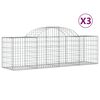 vidaXL Cestos gabião arqueados 3 pcs 200x50x60/80 cm ferro galvanizado