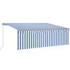 vidaXL Toldo retr&aacute;til manual com estore 4,5x3 m azul e branco