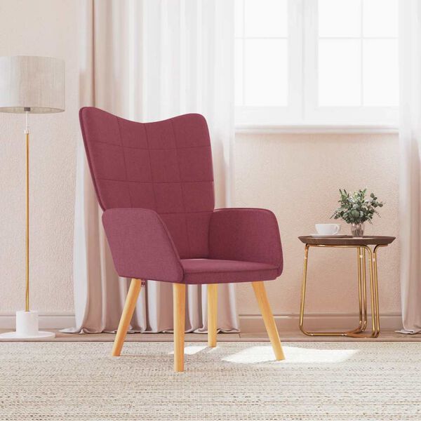 vidaXL Poltrona de descanso tecido vermelho tinto